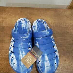 Rugged Shark Clog Men’s Size 7 Comfort EVA Clog Sandals Shoes Blue And White